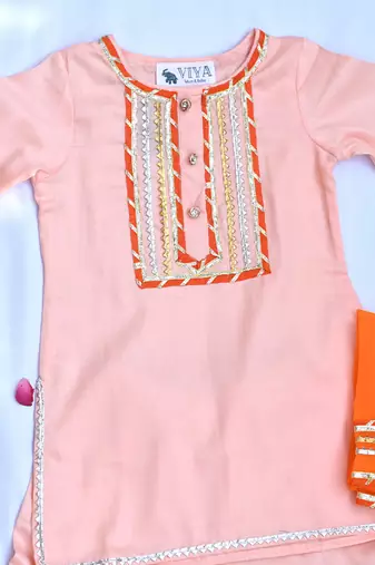 Peach girls sharara with orange dupatta