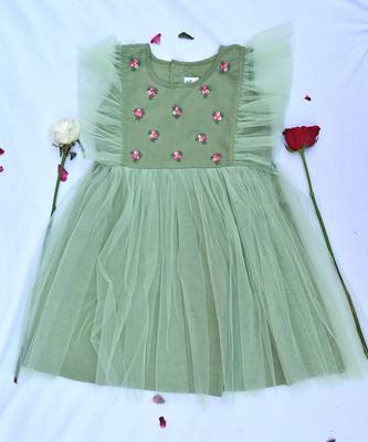 Pista green flare shoulder dress 1