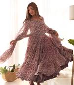 Fox Georgette Print Fabric Fully Flair Anarkali Kurti With Dupatta, Pent