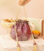Kashi pure banarasi silk potli - purple
