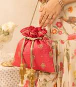 Anahira embroidered potli - rose