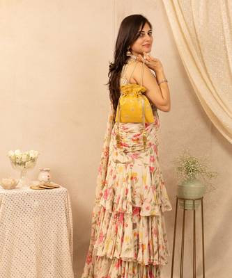 Anahira embroidered potli - mustard 2