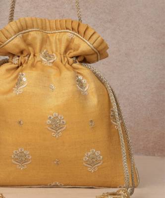 Anahira embroidered potli - mustard 3