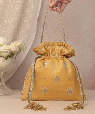 Anahira embroidered potli - mustard 4