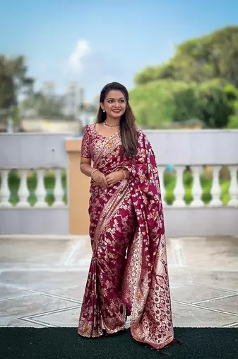 Magenta Viscose Dolla Silk Saree
