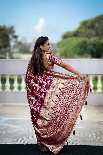 Magenta Viscose Dolla Silk Saree