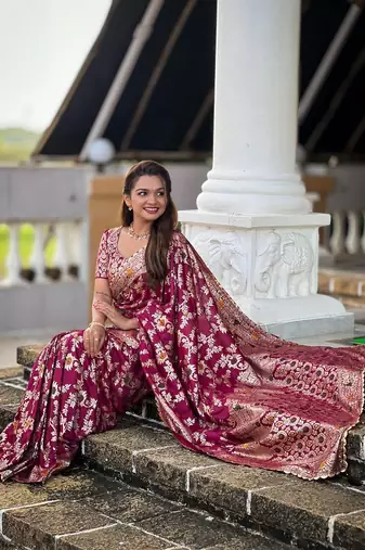 Magenta Viscose Dolla Silk Saree