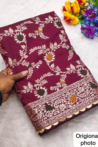 Magenta Viscose Dolla Silk Saree