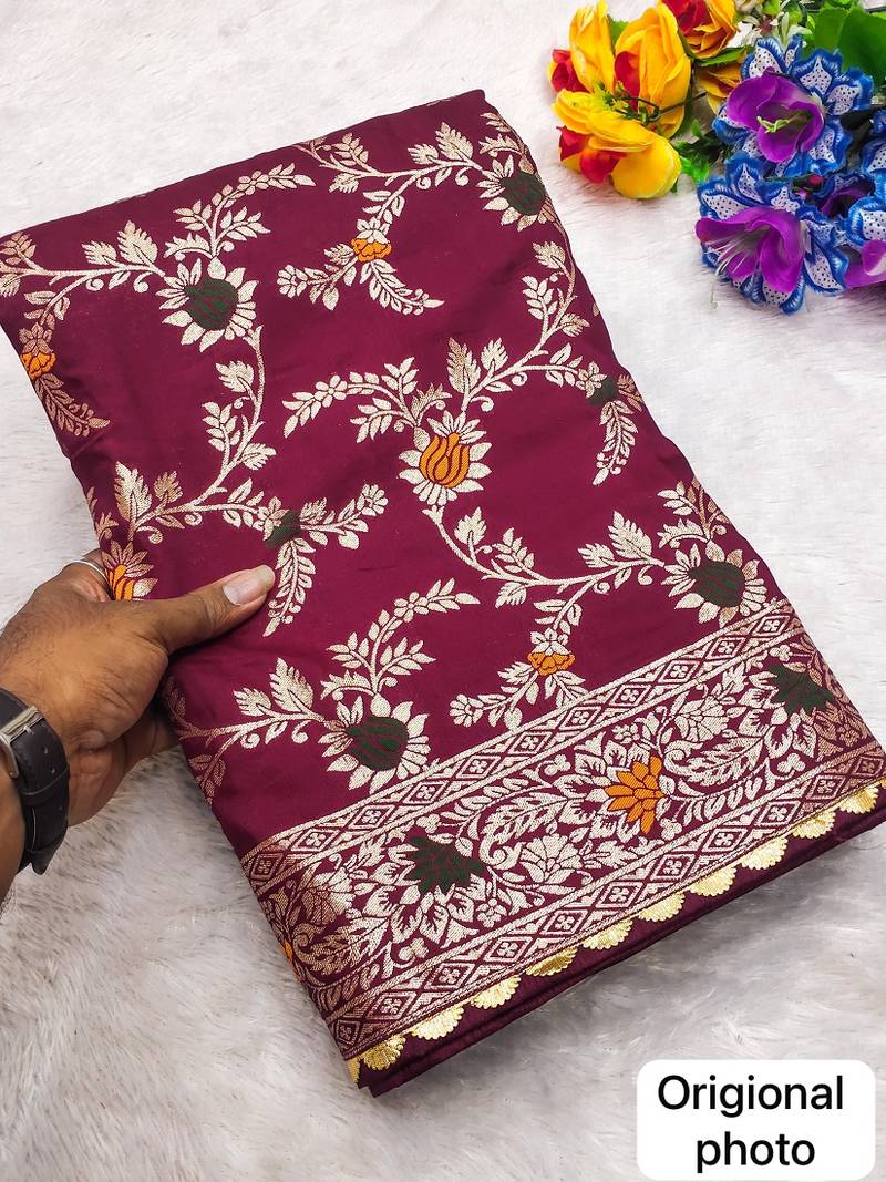 Magenta Viscose Dolla Silk Saree