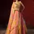 YELLOW AND ORANGE PRINT WITH EMBROIDERED ORGANZA SEMI STITCHED LEHENGA CHOLI