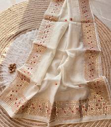 White Kota Doria Saree with Rajasthani GotaPatti