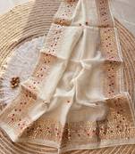 White Kota Doria Saree with Rajasthani GotaPatti