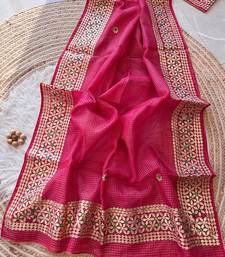Rani-Pink Kota Doria Saree with Rajasthani GotaPatti