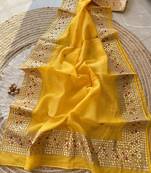 Yellow Kota Doria Saree with Rajasthani GotaPatti