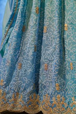 SKY BLUE PRINT WITH EMBROIDERED ORGANZA SEMI STITCHED LEHENGA CHOLI 9