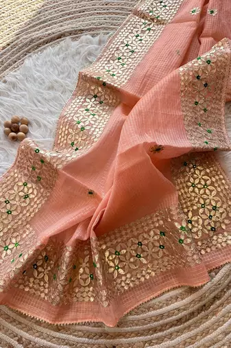 Light pink kota doriya saree for festivals