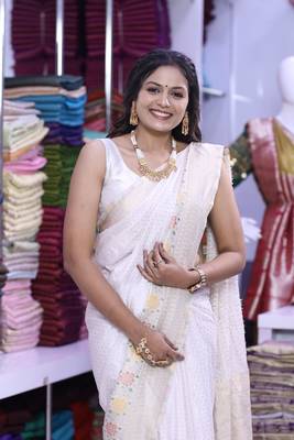 White khadi georgette Saree 1
