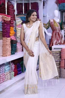 White khadi georgette Saree 2