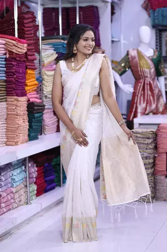 White khadi georgette Saree