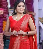 Red khadi georgette Saree