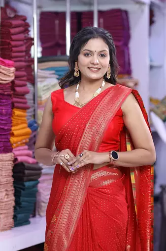 Red khadi georgette Saree