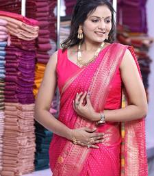 Rani-Pink khadi georgette Saree
