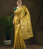 Gold tissue woven design banarasi zari work saree
