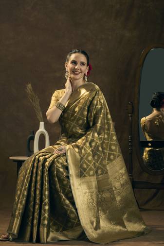 Black tissue banarasi zari work saree