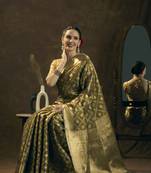 Black tissue banarasi zari work saree