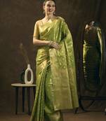 Mint green tissue banarasi zari work saree