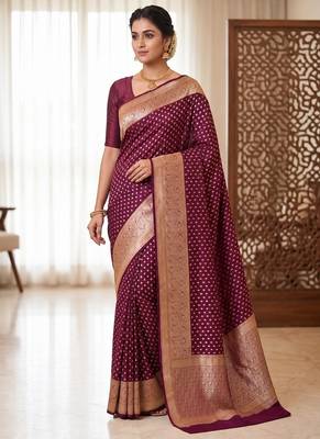 Maroon khadi georgette Saree 1