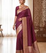 Maroon khadi georgette Saree