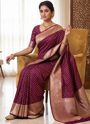 Maroon khadi georgette Saree 2