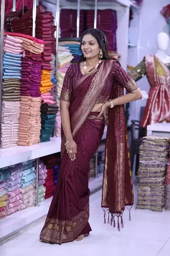 Maroon khadi georgette Saree