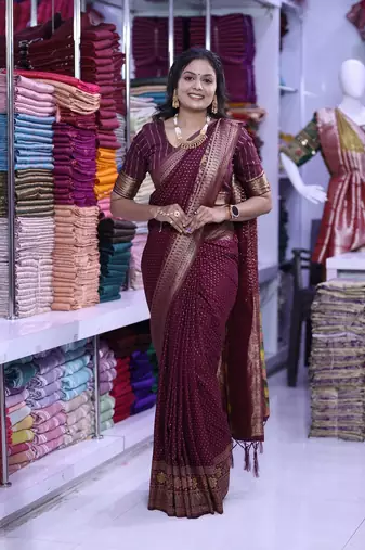 Maroon khadi georgette Saree