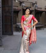 Grey Color  Soft Silk Indian Saree