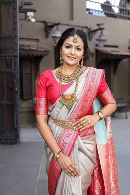 Grey Color  Soft Silk Indian Saree 3