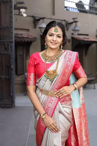 Grey Color  Soft Silk Indian Saree