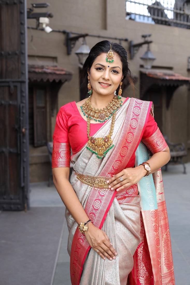 Grey Color  Soft Silk Indian Saree