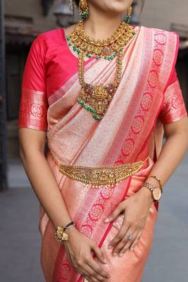 Light pink soft silk saree for women 2