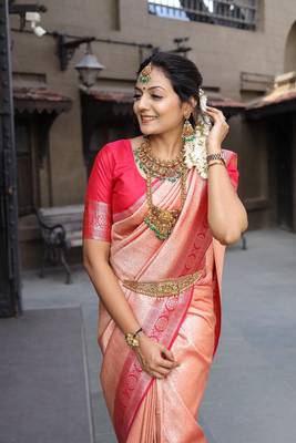 Light pink soft silk saree for women 1