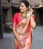 Light pink soft silk saree for women