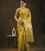 Gold tissue faux banarasi zari work saree