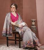 Grey floral printed art silk saree