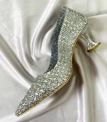 Silver rhinestone acrylic heels
