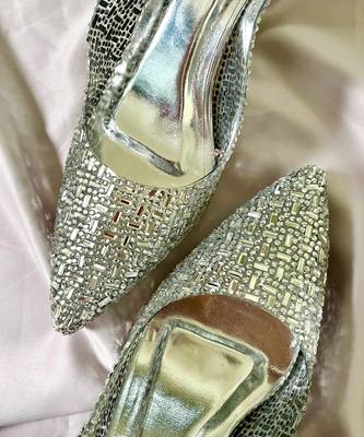 Silver rhinestone acrylic heels 3
