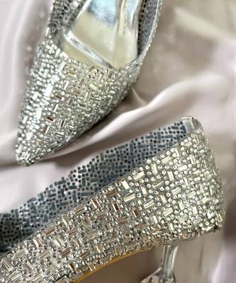 Silver rhinestone acrylic heels 4
