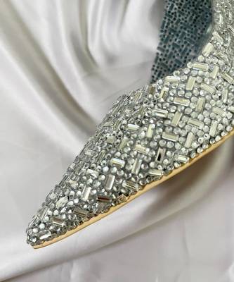 Silver rhinestone acrylic heels 5