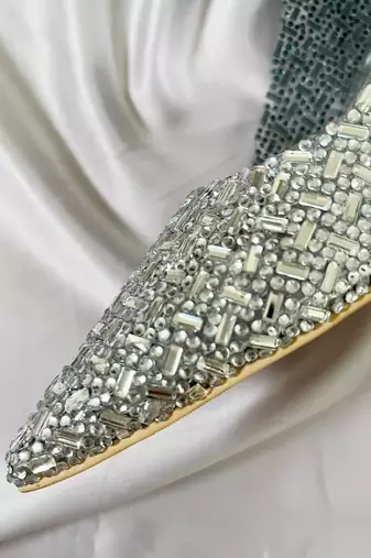 Silver rhinestone acrylic heels