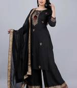 Black pakistani readymade salwar kameez set indian designer palazzo kurta suit set top